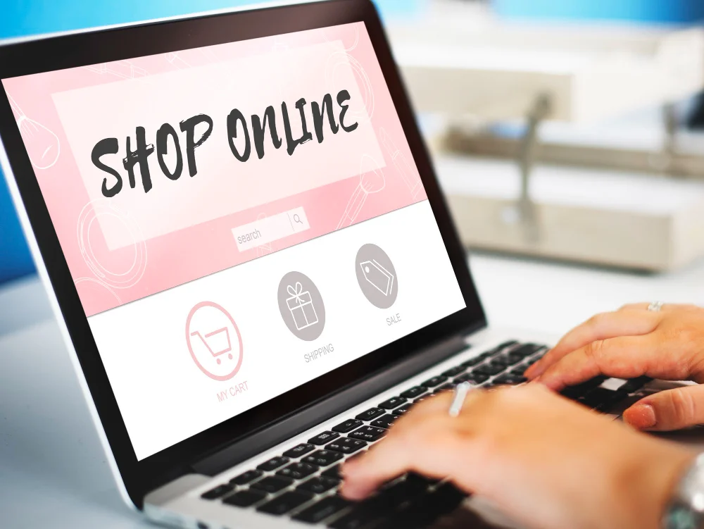 Screen showing online store