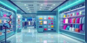 AI-enhanced Shopify store interface with vibrant product displays.