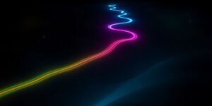 Digital journey map with glowing path.