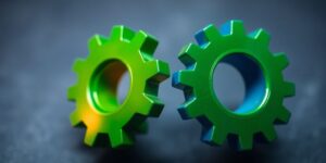 Interlocking gears turning smoothly.