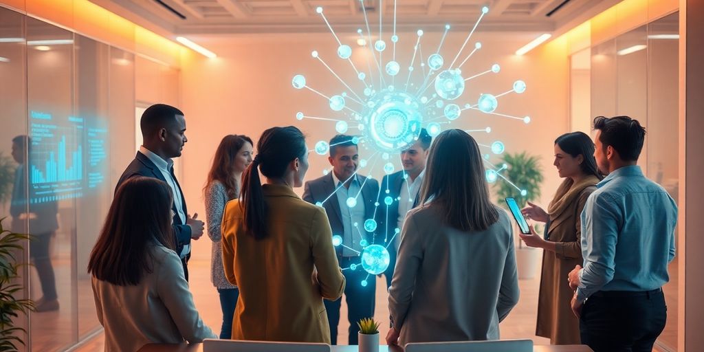 AI assisting business growth with data insights.