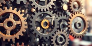 Seamless gears, flowing money, endless business loop.